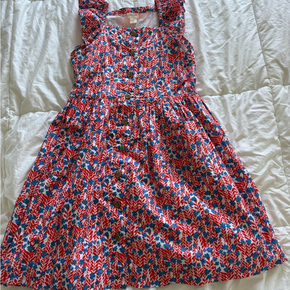 Floral Kids Dress in Red and Blue